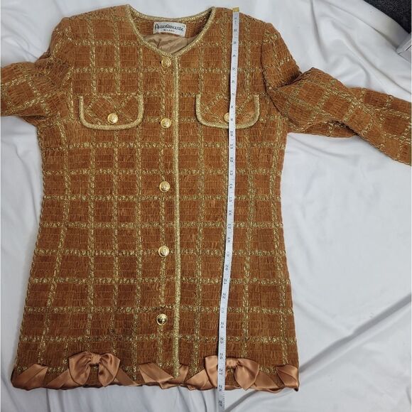 VINTAGE 60s set marigold chenille and metallic gold skirt suit S‎ - Picture 11 of 14